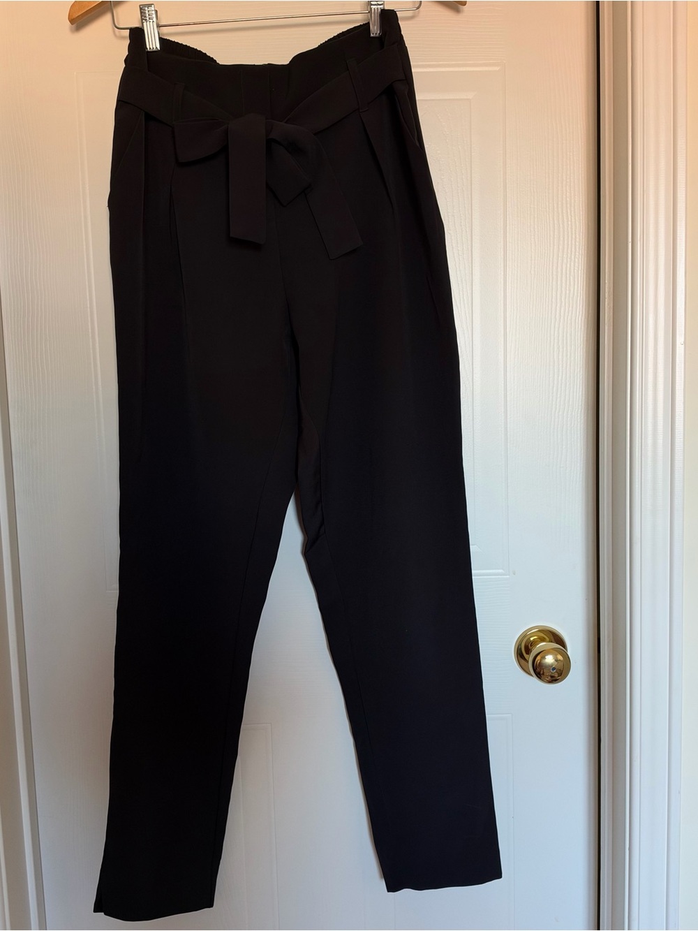 Streetwear Society Black High-Waist Paperbag Trousers with Waist Tie